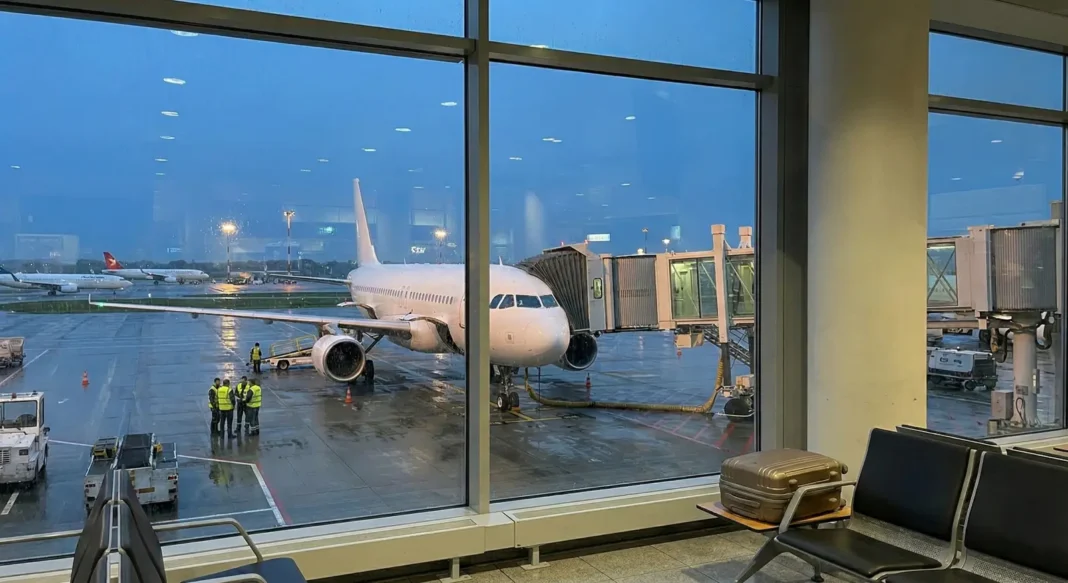 Akár a Közel-Kelet is lehetne: csápon várakozó repülőgép.