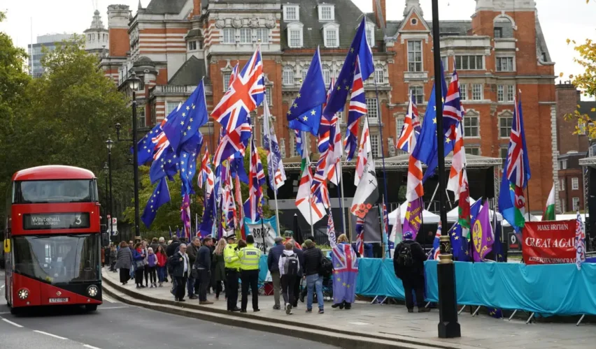 Brexit-ellenes tüntetők Londonban, 2019-ben