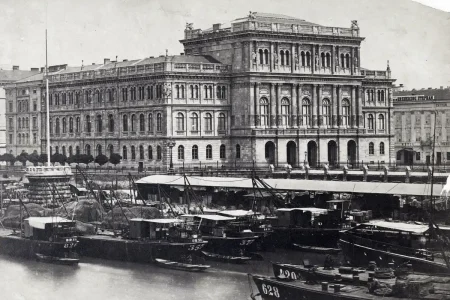 A Magyar Tudományos Akadémia épülete egy 1880 és 1890 között készült felvételen