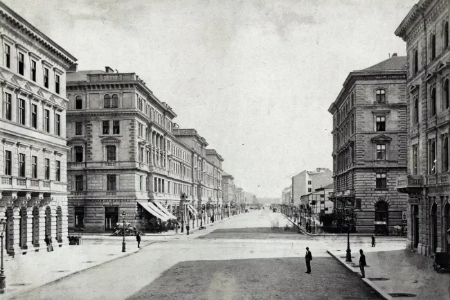 A Városliget felé vezető Andrássy út, 1878 körül. Fotó: Fortepan / Budapest Főváros Levéltára / Klösz György fényképei / Klösz György